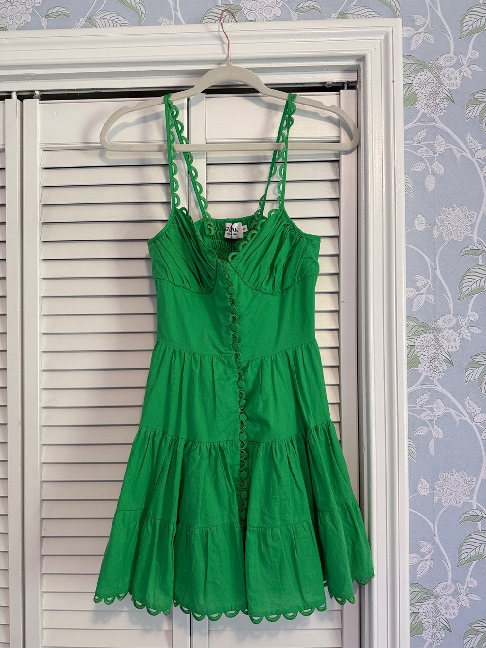 Charo Ruiz Green Tiered Button-Front Sundress